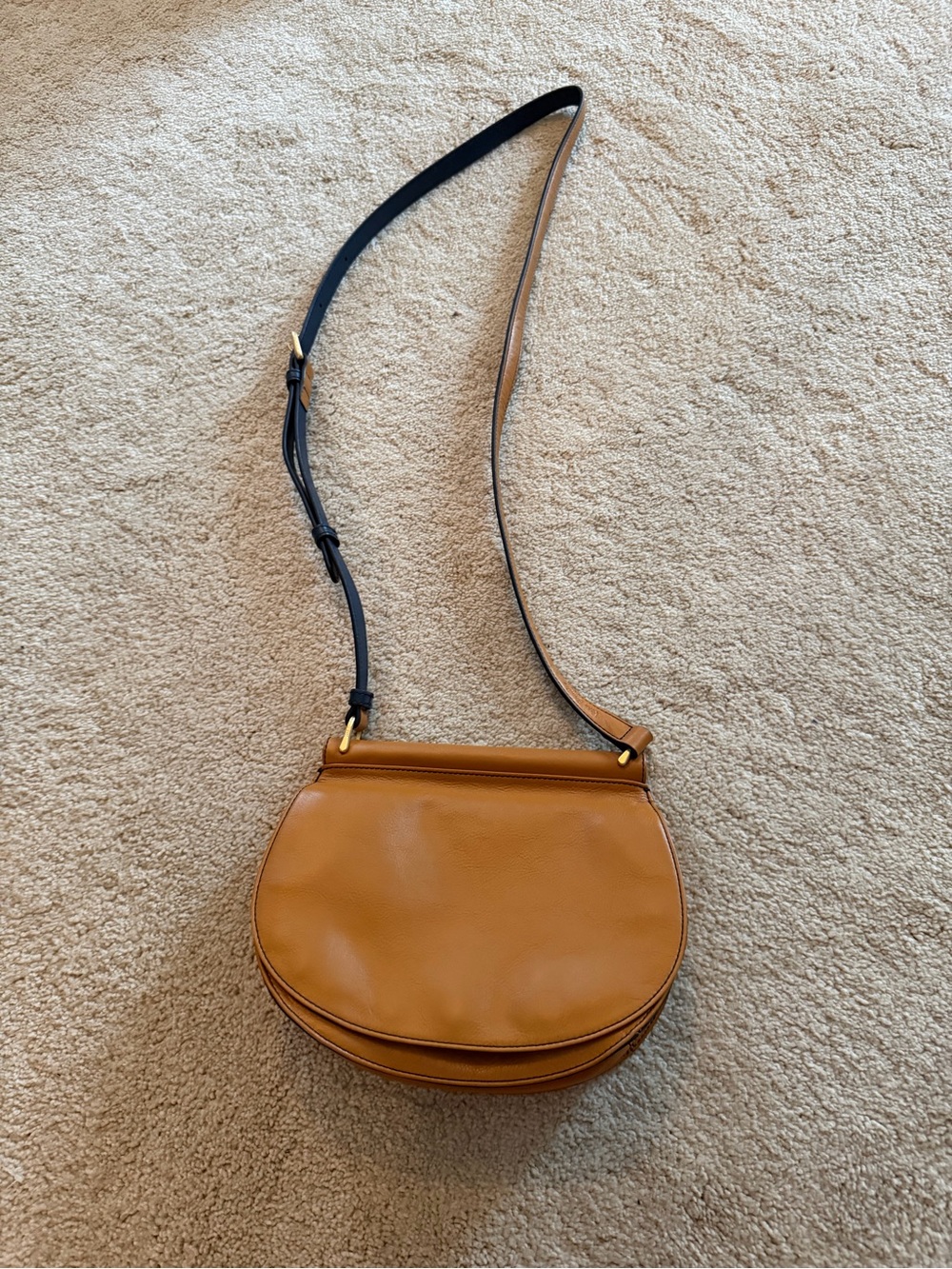 Vera Bradley Leather Crossbody Saddle Bag in Tan